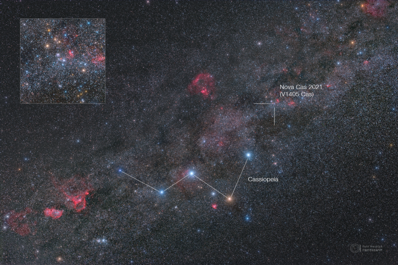 Nova in Cassiopeia 2021 - May 11th, 2021 (annotated)